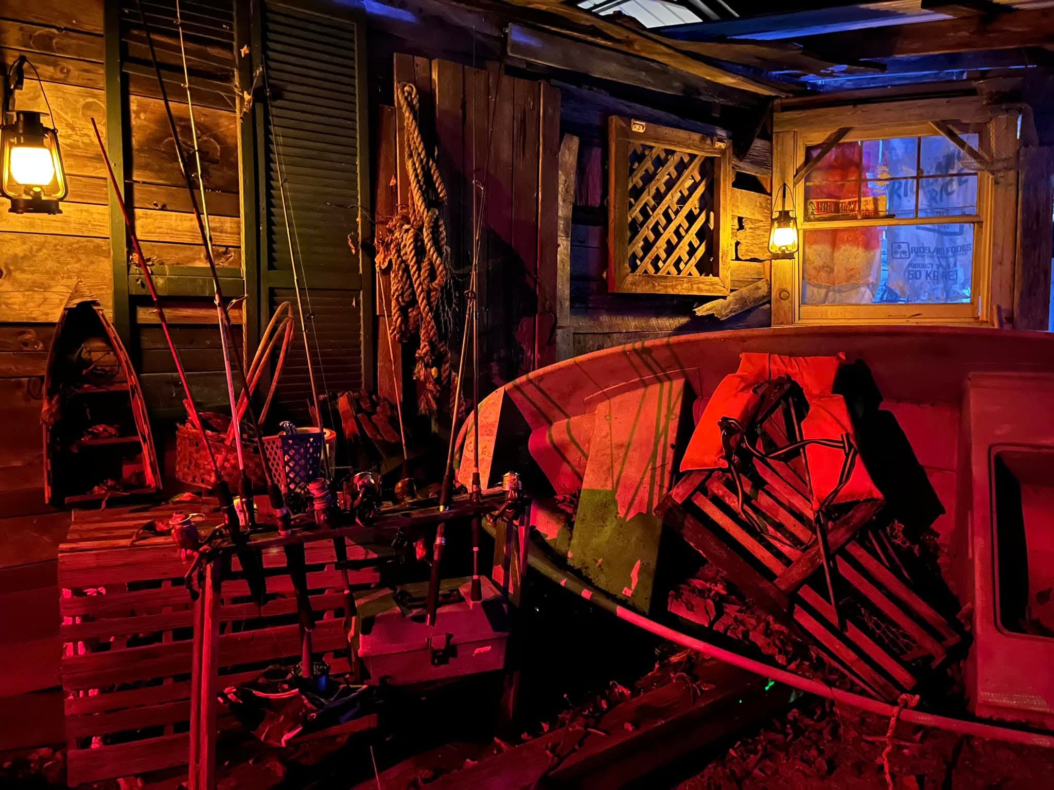 Jack-o'-lantern hearse prop at sunset