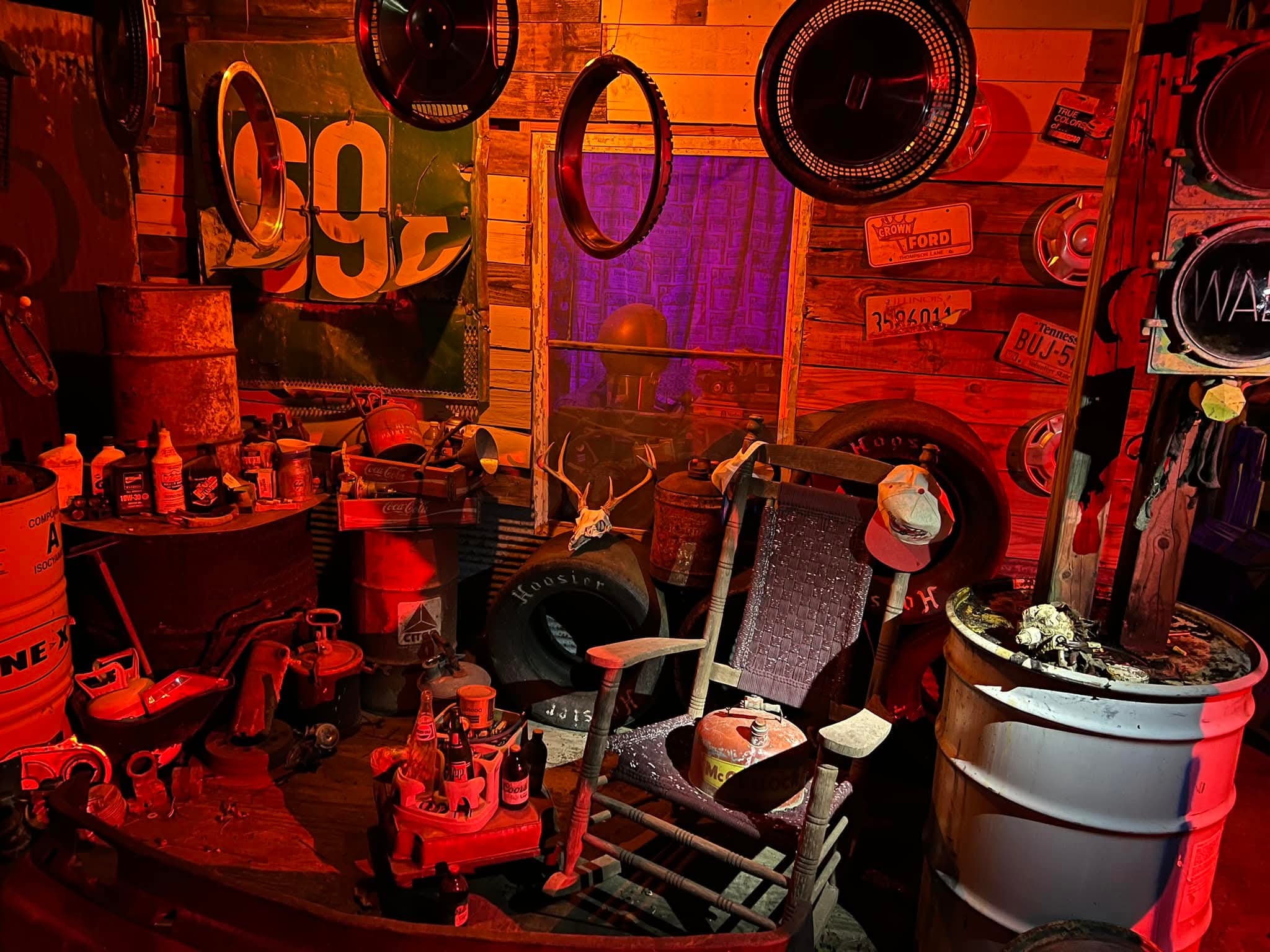 Dark outdoor scene at Halloween Hollow